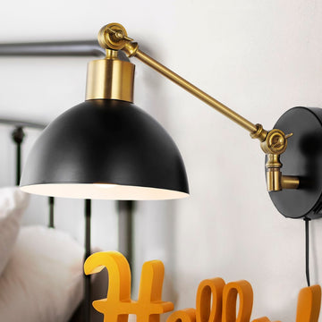 Lisa 18" Swing Arm Modern Midcentury Iron USB Charging Port LED Sconce - JONATHAN Y